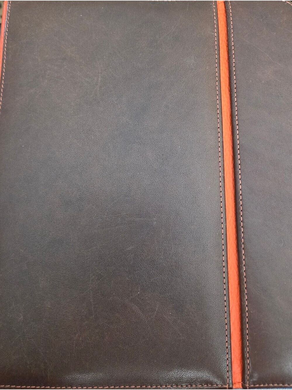 Knomo Apple iPad brown leather tablet folio with an orange accent stripe